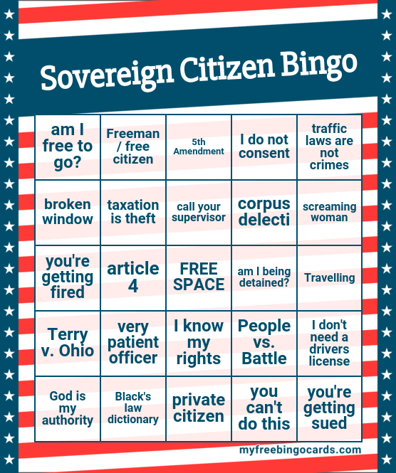 Virtual Sovereign Citizen Bingo