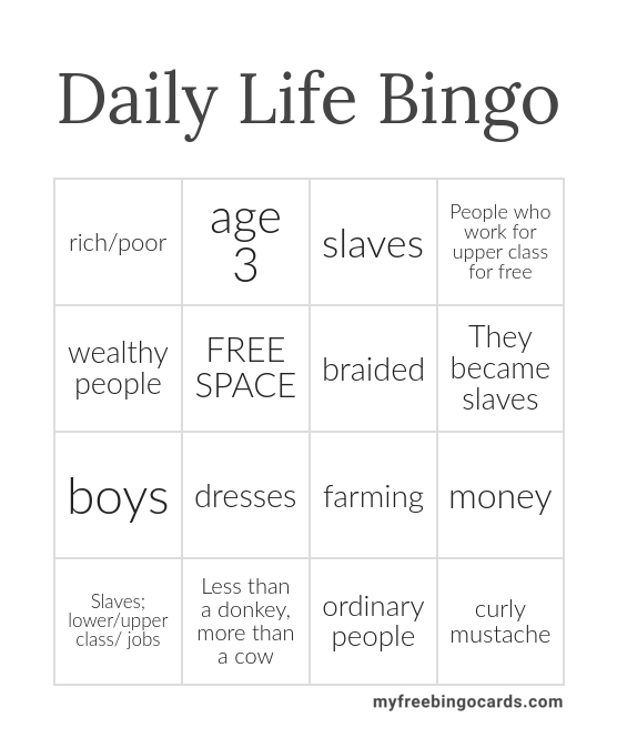 DAILY ROUTINE Bingo Card
