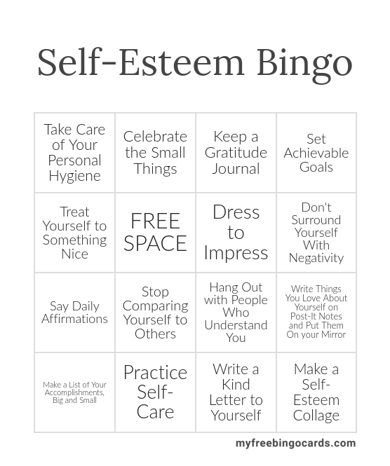 Virtual Self-Esteem Bingo